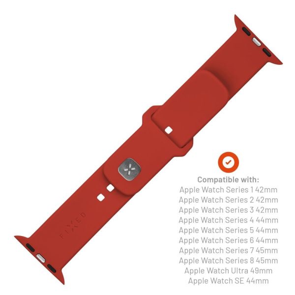 Apple Watch (42 44 SE 45 46 49mm) Fixed Wide Sporty Silikone Rem Sæt - Rød For Discount