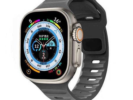 Apple Watch (42 44 SE 45 46 49mm) Tech-Protect Iconband Line Silikone Rem - Mørkegrå Discount