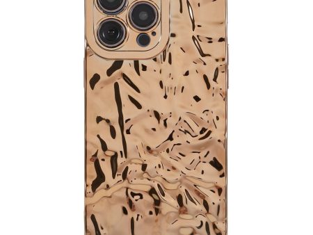 iPhone 14 Pro Skinnende Fleksibel Plastik Cover - Bølget Design - Guld on Sale