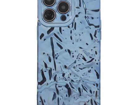 iPhone 14 Pro Skinnende Fleksibel Plastik Cover - Bølget Design - Blå Online now