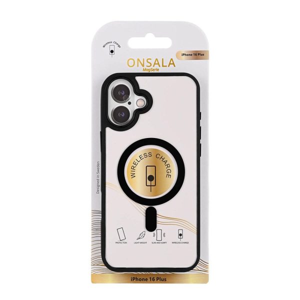 iPhone 16 Plus Gear Onsala Bumper Cover - MagSafe Kompatibel - Sort & Gennemsigtig For Sale