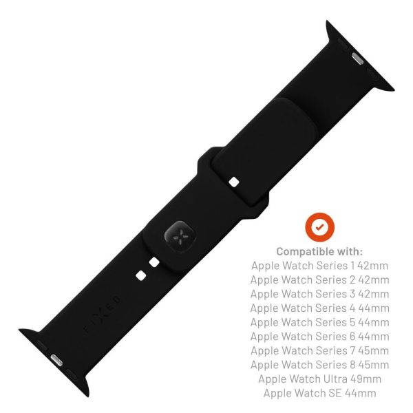 Apple Watch (42 44 SE 45 46 49mm) Fixed Wide Sporty Silikone Rem Sæt - Sort Online now