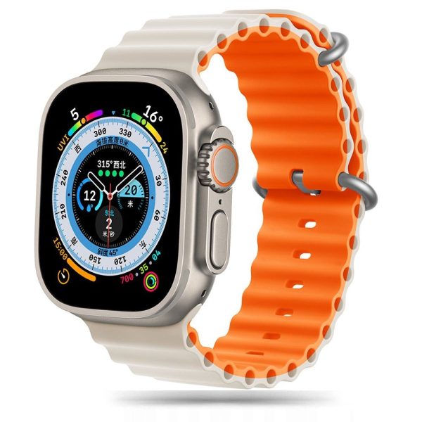 Apple Watch (42 44 SE 45 46 49mm) Tech-Protect Iconband Pro Silikone Rem - Beige   Orange Cheap