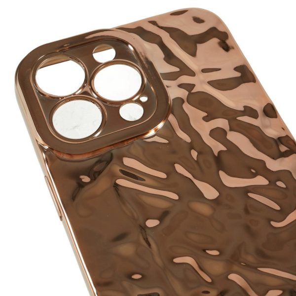 iPhone 14 Pro Skinnende Fleksibel Plastik Cover - Bølget Design - Guld on Sale