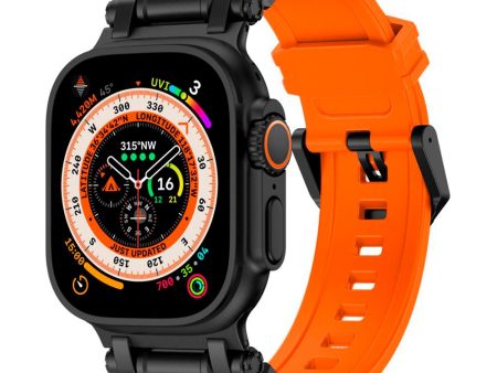 Apple Watch (42 44 SE 45 46 49mm) Tech-Protect Delta Pro Silikone Rem - Black   Orange For Discount