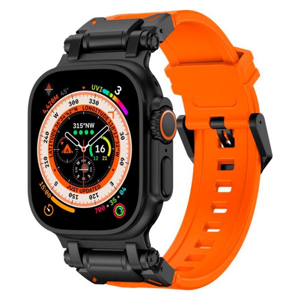 Apple Watch (42 44 SE 45 46 49mm) Tech-Protect Delta Pro Silikone Rem - Black   Orange For Discount